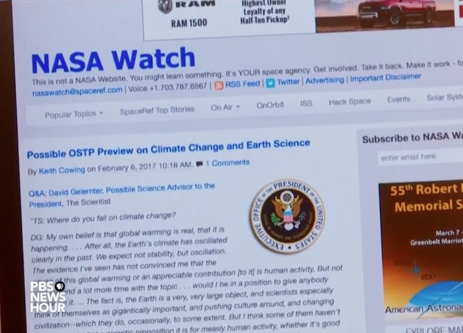 Saving Government Climate Data: NASAWatch on PBS NewsHour