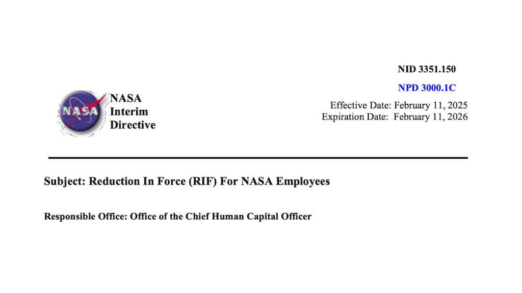 The New NASA RIF Directive Is Now Online