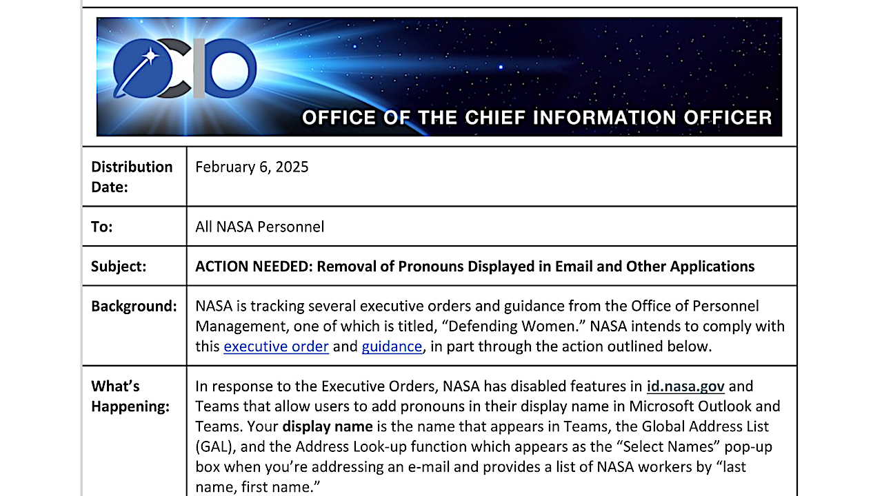Removing Pronouns At NASA