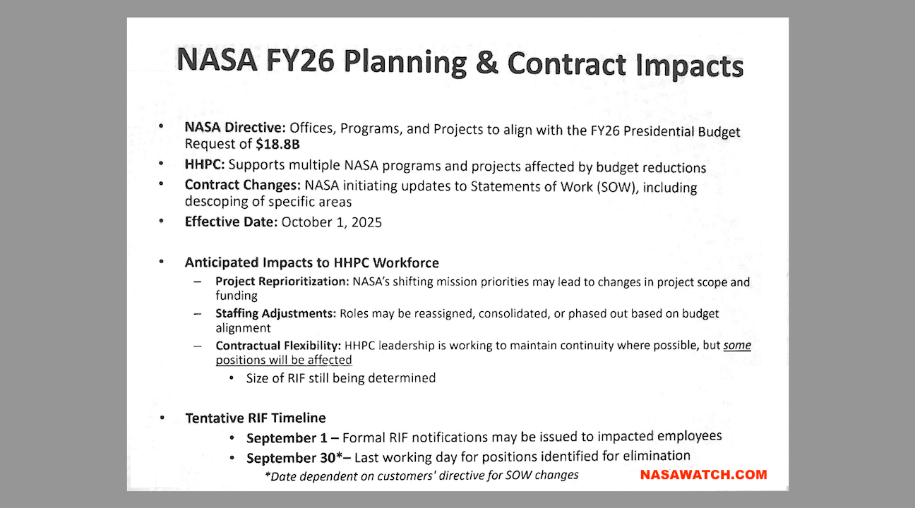 Insight Into NASA's Contractor RIF Plans