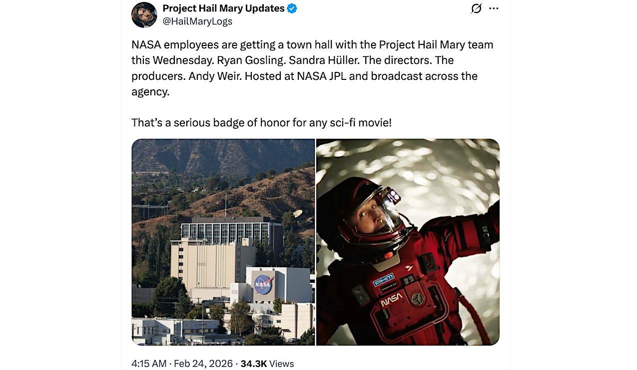 Stealth Project Hail Mary Town Hall At NASA JPL?