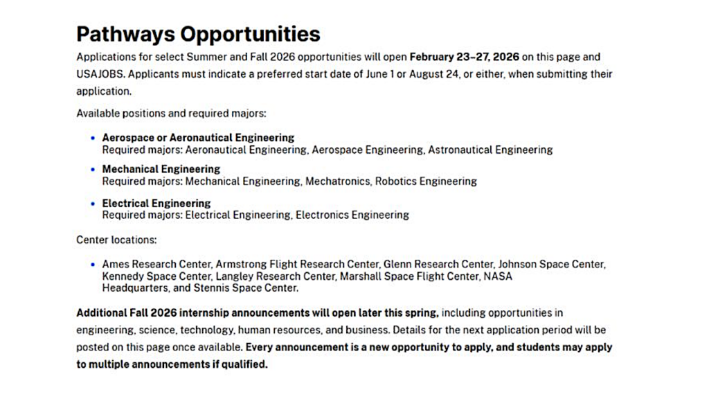Goddard Omitted On NASA Intern Webpage